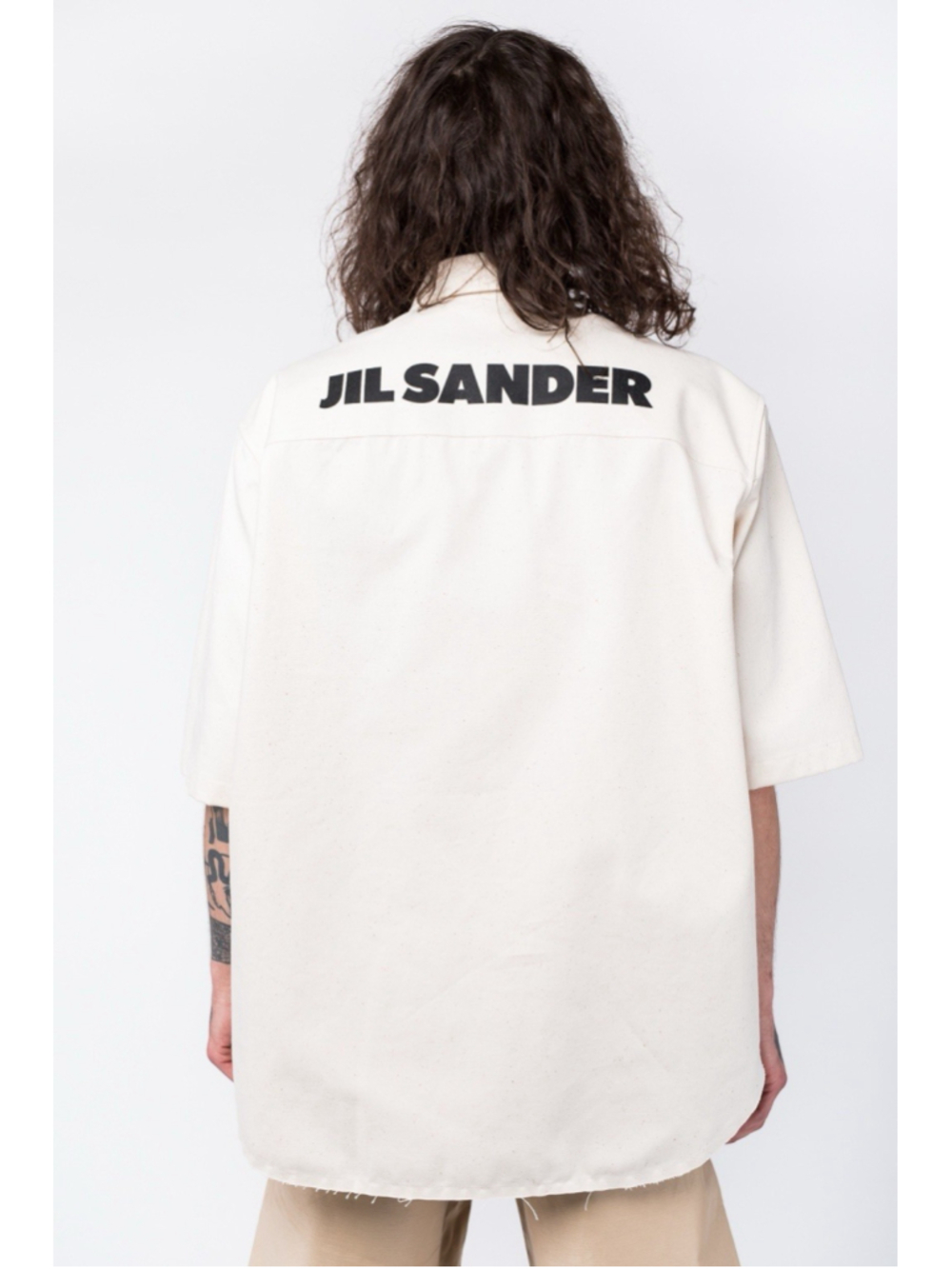 Jil Sander Short Sleeve Shirt Men's 37/14.75 Beige Button Down